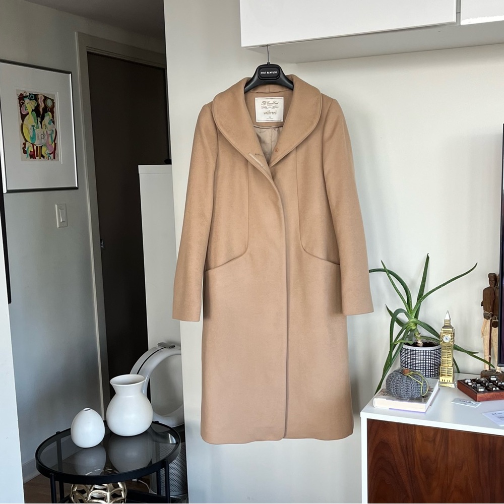 Aritzia Wilfred The Cocoon Long Camel New Elegant Wool Cashmere Coat Size XS - Picture 12 of 17